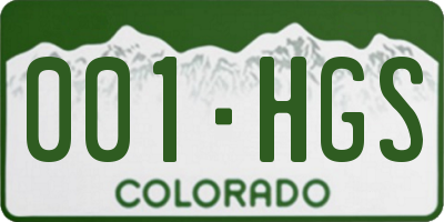 CO license plate 001HGS