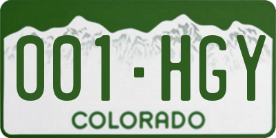 CO license plate 001HGY