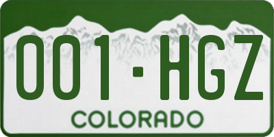 CO license plate 001HGZ