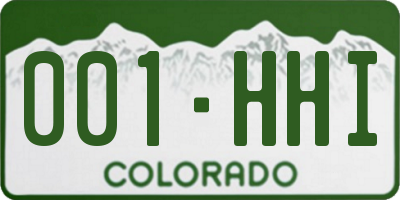 CO license plate 001HHI