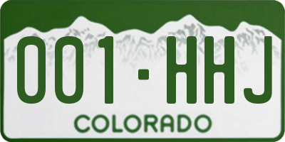 CO license plate 001HHJ