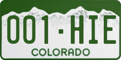 CO license plate 001HIE