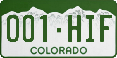 CO license plate 001HIF