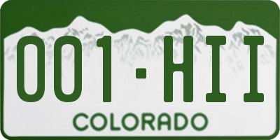 CO license plate 001HII