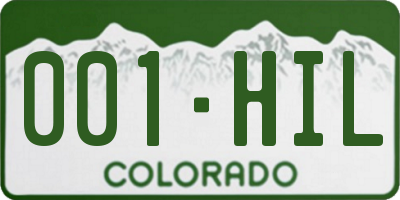 CO license plate 001HIL