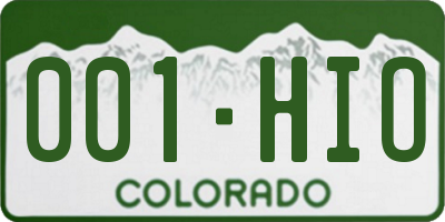 CO license plate 001HIO