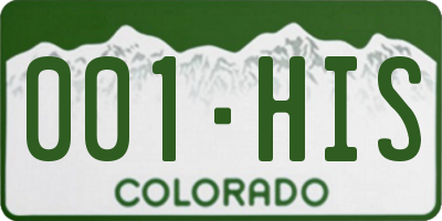 CO license plate 001HIS