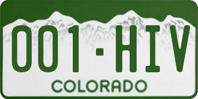 CO license plate 001HIV