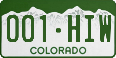 CO license plate 001HIW