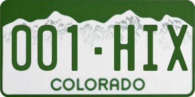 CO license plate 001HIX