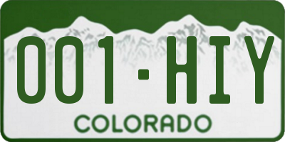 CO license plate 001HIY