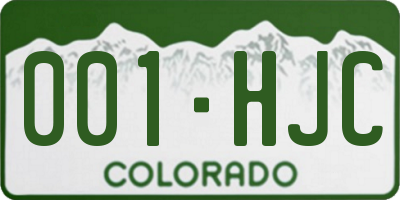 CO license plate 001HJC