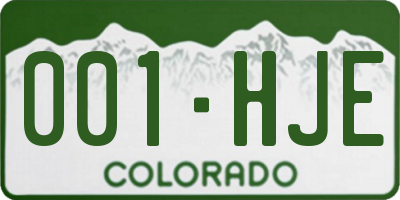 CO license plate 001HJE