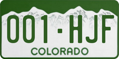 CO license plate 001HJF