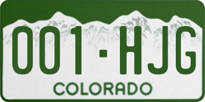 CO license plate 001HJG