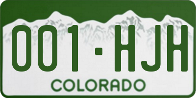 CO license plate 001HJH