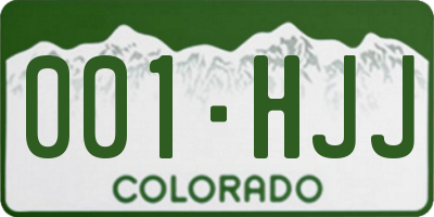 CO license plate 001HJJ