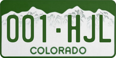 CO license plate 001HJL