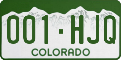 CO license plate 001HJQ