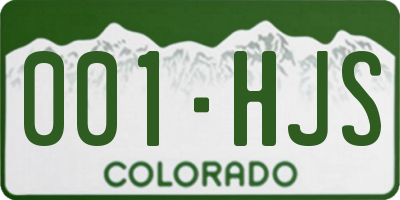 CO license plate 001HJS