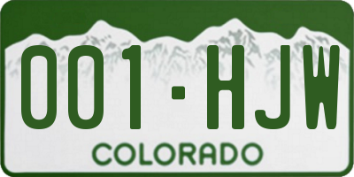CO license plate 001HJW