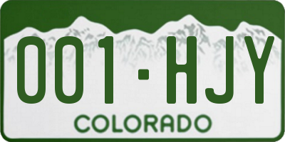 CO license plate 001HJY