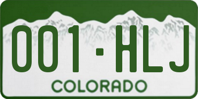 CO license plate 001HLJ