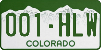 CO license plate 001HLW