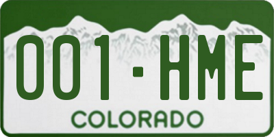 CO license plate 001HME