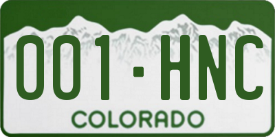 CO license plate 001HNC