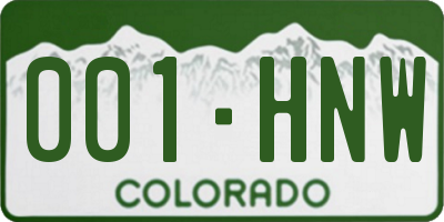 CO license plate 001HNW