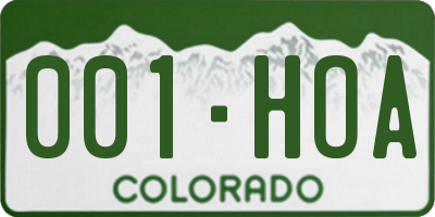 CO license plate 001HOA