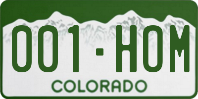 CO license plate 001HOM