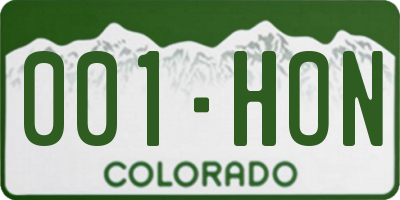 CO license plate 001HON