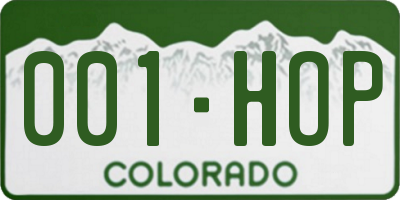 CO license plate 001HOP