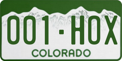 CO license plate 001HOX