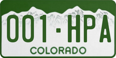 CO license plate 001HPA