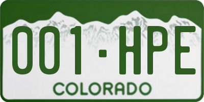 CO license plate 001HPE