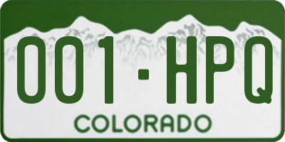 CO license plate 001HPQ