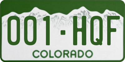 CO license plate 001HQF