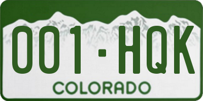 CO license plate 001HQK