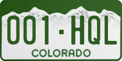 CO license plate 001HQL