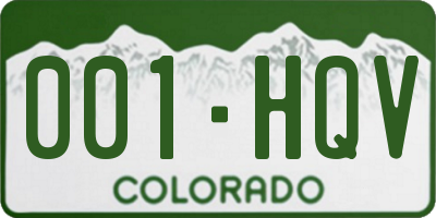 CO license plate 001HQV