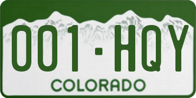 CO license plate 001HQY