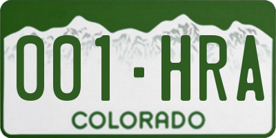 CO license plate 001HRA