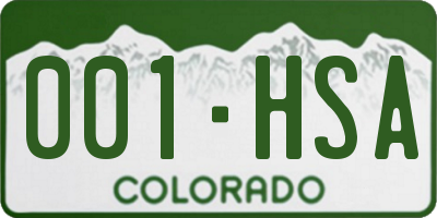 CO license plate 001HSA