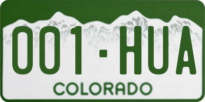 CO license plate 001HUA