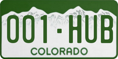 CO license plate 001HUB