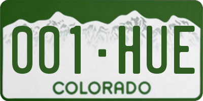 CO license plate 001HUE