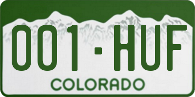 CO license plate 001HUF